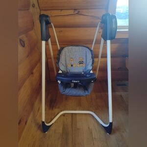 Rare 2 Speed Graco Swyngomatic Baby Swing Vintage Teddy Bear WORKS Battery Power